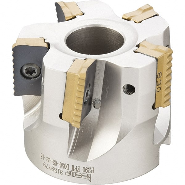 Iscar - 8 Inserts, 3" Cut Diam, 1" Arbor Diam, 0.708" Max Depth of Cut, Indexable Square-Shoulder Face Mill - 0° Lead Angle, 1-3/4" High, P290 AC.T 1806.. Insert Compatibility, Through Coolant, Series MillShred - Exact Tooling