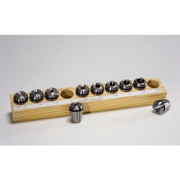 Kennametal - 9 Piece, 1mm to 5mm Capacity, ER Collet Set - Increments of 0.0197", Series ER08 - Exact Tooling