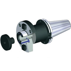 Kennametal - CAT40 Taper Shank 1/2" Pilot Diam Shell Mill Holder - 3-1/2" Flange to Nose End Projection, 1.2" Nose Diam, 1/4-28 Lock Screw, Through-Spindle & DIN Flange Coolant - Exact Tooling