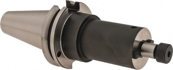 Kennametal - CAT40 Taper Shank 1/2" Pilot Diam Shell Mill Holder - 3-1/2" Flange to Nose End Projection, 1.44" Nose Diam, 1/4-28 Lock Screw, Through-Spindle & DIN Flange Coolant - Exact Tooling