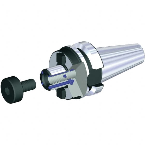 Kennametal - BT30 Taper Shank 1/2" Pilot Diam Shell Mill Holder - 1.18" Flange to Nose End Projection, 1.44" Nose Diam, 1/4-28 Lock Screw, Through-Spindle & DIN Flange Coolant - Exact Tooling