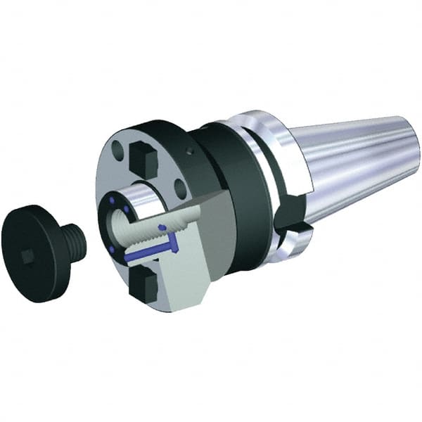 Kennametal - BT40 Taper Shank 1" Pilot Diam Shell Mill Holder - 4" Flange to Nose End Projection, 2.19" Nose Diam, 1/2-20 Lock Screw, Through-Spindle & DIN Flange Coolant - Exact Tooling