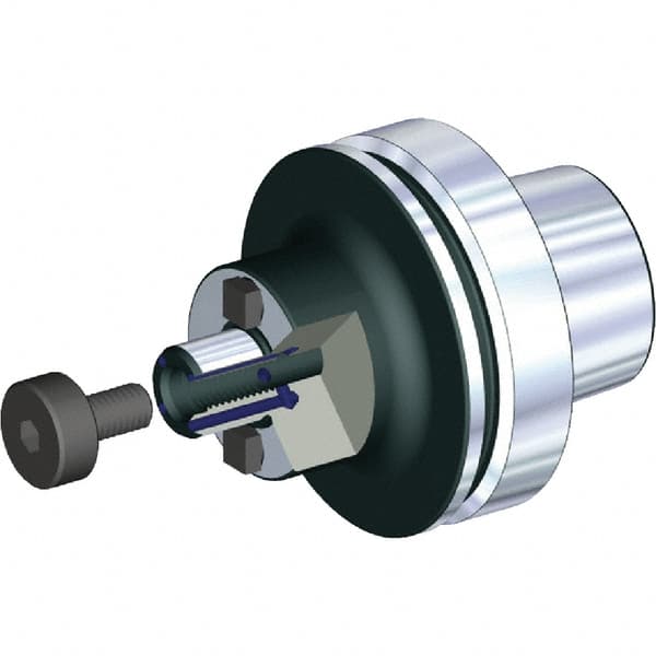 Kennametal - HSK80F Taper Shank 3/4" Pilot Diam Shell Mill Holder - 2" Flange to Nose End Projection, 1.46" Nose Diam, 3/8-24 Lock Screw, Through-Spindle Coolant - Exact Tooling