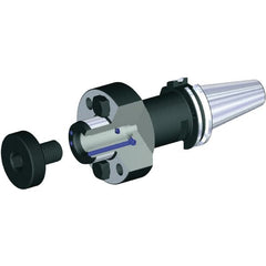 Kennametal - DIN69871-40 Taper Shank 27mm Pilot Diam Shell Mill Holder - 100mm Flange to Nose End Projection, 60mm Nose Diam, M12x1.75 Lock Screw, Through-Spindle & DIN Flange Coolant - Exact Tooling