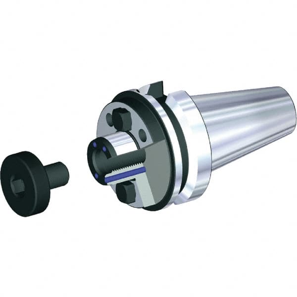 Kennametal - BTKV50 Taper Shank 60mm Pilot Diam Shell Mill Holder - 90mm Flange to Nose End Projection, 129mm Nose Diam, M16x2.0 Lock Screw, Through-Spindle & DIN Flange Coolant - Exact Tooling