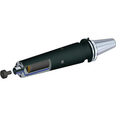 Kennametal - CAT40 Taper Shank 3/4" Pilot Diam Shell Mill Holder - 9" Flange to Nose End Projection, 1-3/4" Nose Diam, 3/8-24 Lock Screw, Through-Spindle & DIN Flange Coolant - Exact Tooling