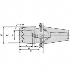 Kennametal - 1" Hole Diam, CAT50 Taper Shank Shrink Fit Tool Holder & Adapter - 3.54" Projection, 2.48" Nose Diam, 1.89" Clamping Depth, 25,000 RPM, Through Coolant - Exact Tooling