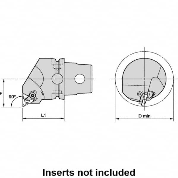 Kennametal - Insert Style LT 27NL, 60mm Head Length, Left Hand Cut, Internal Modular Threading Cutting Unit Head - System Size KM63TS, 43mm Center to Cutting Edge, Series LT Threading - Exact Tooling