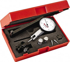 Starrett - 0.03 Inch Range, 0.0005 Inch Dial Graduation, Horizontal Dial Test Indicator - 1-9/16 Inch White Dial, 0-15-0 Dial Reading - Exact Tooling