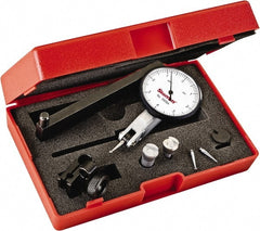 Starrett - 0.008 Inch Range, 0.0001 Inch Dial Graduation, Horizontal Dial Test Indicator - 1-9/16 Inch White Dial, 0-4-0 Dial Reading - Exact Tooling
