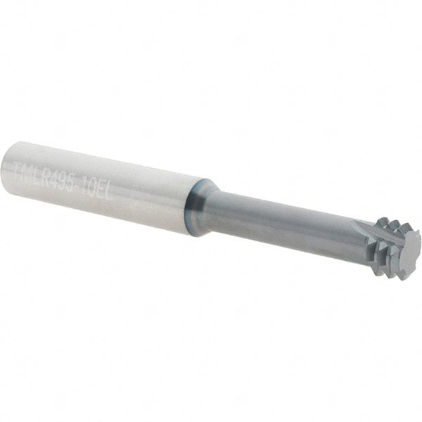 Scientific Cutting Tools - 3/4-10 UNC, 0.495" Cutting Diam, 4 Flute, Solid Carbide Helical Flute Thread Mill - Internal Thread, 1-3/4" LOC, 4" OAL, 1/2" Shank Diam - Exact Tooling