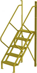 TRI-ARC - 92" 5 Step Configurable Crossover Ladder - 50° Incline, 1,000 Lb Capacity, 50" Platform Height, 30" Base Width x 44" Base Depth, Perforated Tread - Exact Tooling