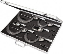 Starrett - 0 to 6" Range, 0.001mm Resolution, No Water Resistance Rating, Electronic Outside Micrometer Sets - Friction Thimble, Carbide Measuring Face - Exact Tooling