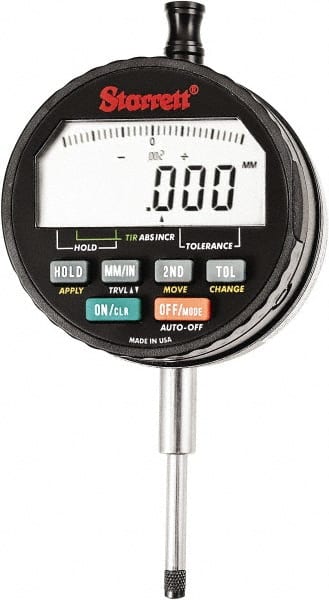 Starrett - 1" Max Measurement, 0.00005, 0.0001, 0.0005 & 0.001" Graduation, Electronic Drop Indicator - Accurate to 0.0001", Inch & Metric System, LCD Display - Exact Tooling