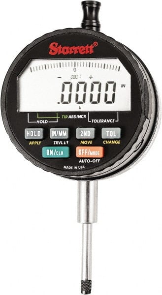 Starrett - 1" Max Measurement, 0.00005" Graduation, Electronic Drop Indicator - Accurate to 0.0001", Inch & Metric System, LCD Display - Exact Tooling