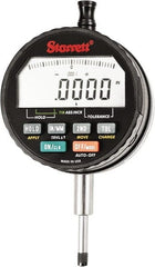 Starrett - 15mm Max Measurement, 0.00005" Graduation, Electronic Drop Indicator - Accurate to 0.0001", Inch & Metric System, LCD Display - Exact Tooling