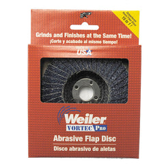 4″ Vortec Pro Abrasive Flap Disc, Phenolic Backing, 60Z, 5/8″ Arbor Hole, Retail Pack - Exact Tooling