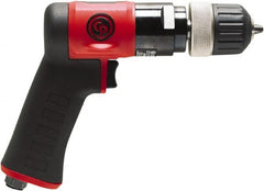 Chicago Pneumatic - 3/8" Keyless Chuck - Pistol Grip Handle, 3,000 RPM, 0.6 hp, 90 psi - Exact Tooling