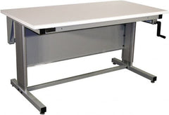 Proline - 72 Wide x 30" Deep x 42" High, Plastic Laminate Workbench - Bull Nose Edge, Adjustable Height Legs, Gray - Exact Tooling