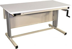Proline - 72 Wide x 30" Deep x 42" High, Plastic Laminate Workbench - Bull Nose Edge, Adjustable Height Legs, Blue - Exact Tooling