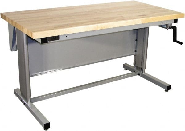 Proline - 72 Wide x 30" Deep x 42" High, Maple Workbench - Adjustable Height Legs, Gray - Exact Tooling