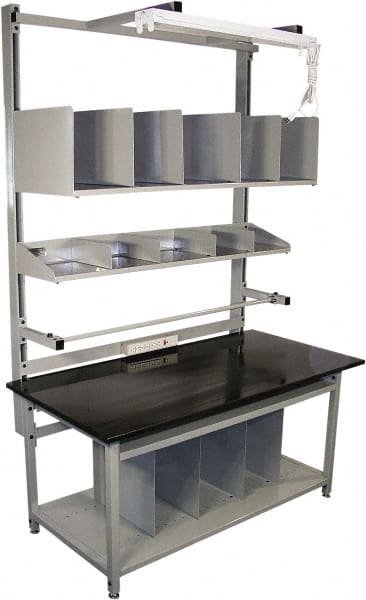 Proline - 72 Wide x 30" Deep x 36" High, Chem-Guard Workbench - Adjustable Height Legs, Gray - Exact Tooling