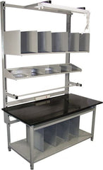 Proline - 72 Wide x 30" Deep x 36" High, Chem-Guard Workbench - Adjustable Height Legs, Gray - Exact Tooling