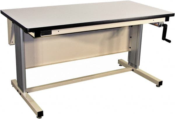 Proline - 72 Wide x 30" Deep x 42" High, Static Dissipative Workbench - T-Molded Edge, Adjustable Height Legs, Beige - Exact Tooling