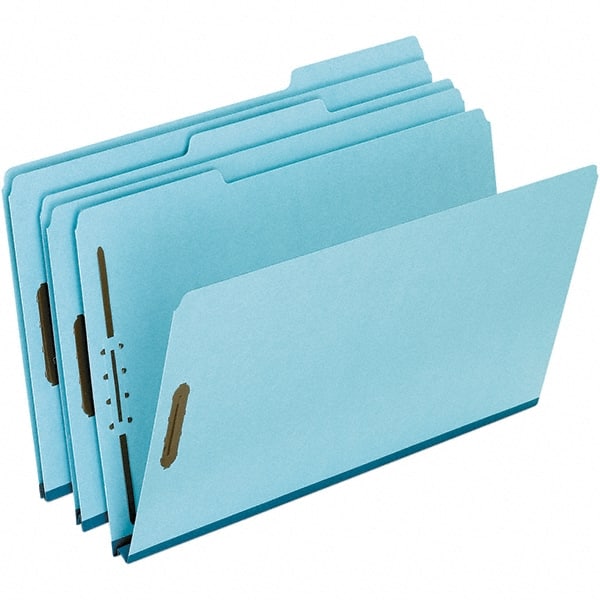 Pendaflex - 8-1/2 x 14", Legal, Blue, Classification Folders with Top Tab Fastener - 25 Point Stock, Assorted Tab Cut Location - Exact Tooling