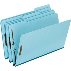 Pendaflex - 8-1/2 x 14", Legal, Blue, Classification Folders with Top Tab Fastener - 25 Point Stock, Assorted Tab Cut Location - Exact Tooling