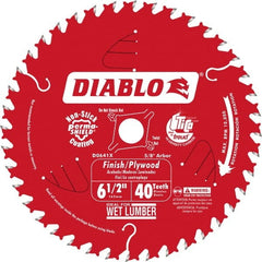Freud - 6-1/2" Diam, 5/8" Arbor Hole Diam, 40 Tooth Wet & Dry Cut Saw Blade - Carbide-Tipped, Finishing Action, Standard Round Arbor - Exact Tooling