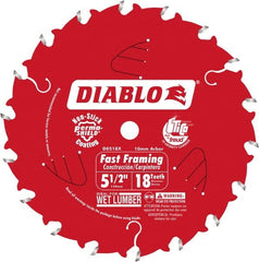 Freud - 5-1/2" Diam, 10mm Arbor Hole Diam, 18 Tooth Wet & Dry Cut Saw Blade - Carbide-Tipped, Framing Action, Standard Round Arbor - Exact Tooling