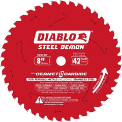 Freud - 8" Diam, 5/8" Arbor Hole Diam, 42 Tooth Wet & Dry Cut Saw Blade - Carbide-Tipped, Burr-Free Action, Standard Round Arbor - Exact Tooling