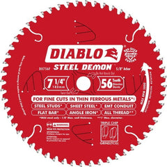 Freud - 7-1/4" Diam, 5/8" Arbor Hole Diam, 56 Tooth Wet & Dry Cut Saw Blade - Carbide-Tipped, Burr-Free Action, Standard Round Arbor - Exact Tooling