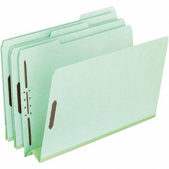 Pendaflex - 8-1/2 x 11", Letter Size, Green, Classification Folders with Top Tab Fastener - 25 Point Stock, Assorted Tab Cut Location - Exact Tooling