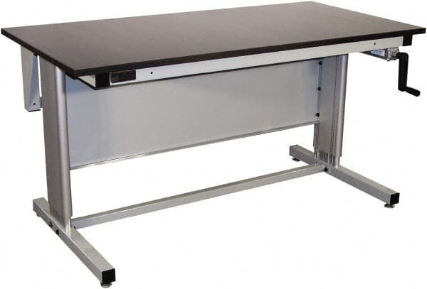 Proline - 72 Wide x 30" Deep x 42" High, Epoxy Resin Workbench - Adjustable Height Legs, Gray - Exact Tooling