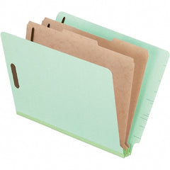 Pendaflex - 8-1/2 x 11", Letter Size, Pale Green, Classification Folders with End Tab Fastener - 25 Point Stock, End Tab Cut Location - Exact Tooling
