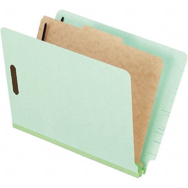 Pendaflex - 8-1/2 x 11", Letter Size, Pale Green, Classification Folders with Top Tab Fastener - 25 Point Stock, End Tab Cut Location - Exact Tooling