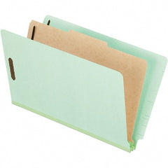 Pendaflex - 8-1/2 x 14", Legal, Pale Green, Classification Folders with End Tab Fastener - 25 Point Stock, End Tab Cut Location - Exact Tooling