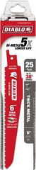 Freud - 6" Long x 1" Thick, Bi-Metal Reciprocating Saw Blade - Tapered Profile, 8 to 10 TPI, Toothed Edge, Tang Shank - Exact Tooling