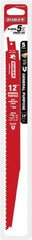 Freud - 12" Long x 1" Thick, Bi-Metal Reciprocating Saw Blade - Tapered Profile, 8 to 14 TPI, Toothed Edge, Tang Shank - Exact Tooling
