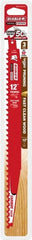 Freud - 12" Long x 1" Thick, Carbide Reciprocating Saw Blade - Tapered Profile, 3 TPI, Toothed Edge, Tang Shank - Exact Tooling