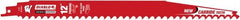 Freud - 12" Long x 1" Thick, Carbide Reciprocating Saw Blade - Tapered Profile, 3 TPI, Toothed Edge, Tang Shank - Exact Tooling