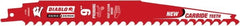 Freud - 9" Long x 1" Thick, Carbide Reciprocating Saw Blade - Tapered Profile, 3 TPI, Toothed Edge, Tang Shank - Exact Tooling