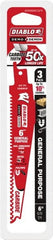 Freud - 6" Long x 1" Thick, Carbide Reciprocating Saw Blade - Tapered Profile, 9 TPI, Toothed Edge, Tang Shank - Exact Tooling