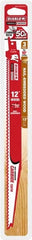 Freud - 12" Long x 1" Thick, Carbide Reciprocating Saw Blade - Tapered Profile, 6 TPI, Toothed Edge, Tang Shank - Exact Tooling