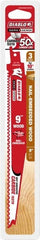 Freud - 9" Long x 1" Thick, Carbide Reciprocating Saw Blade - Tapered Profile, 6 TPI, Toothed Edge, Tang Shank - Exact Tooling