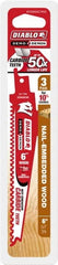 Freud - 6" Long x 1" Thick, Carbide Reciprocating Saw Blade - Tapered Profile, 6 TPI, Toothed Edge, Tang Shank - Exact Tooling