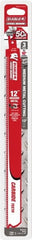 Freud - 12" Long x 1" Thick, Carbide Reciprocating Saw Blade - Straight Profile, 10 TPI, Toothed Edge, Tang Shank - Exact Tooling