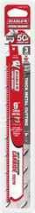Freud - 9" Long x 1" Thick, Carbide Reciprocating Saw Blade - Straight Profile, 8 TPI, Toothed Edge, Tang Shank - Exact Tooling